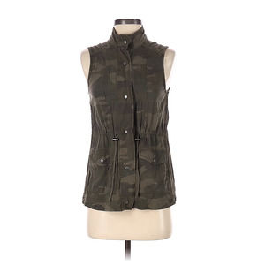 Maurice's Green Camo Snap Front Vest Pockets Cinch Waist Size XS